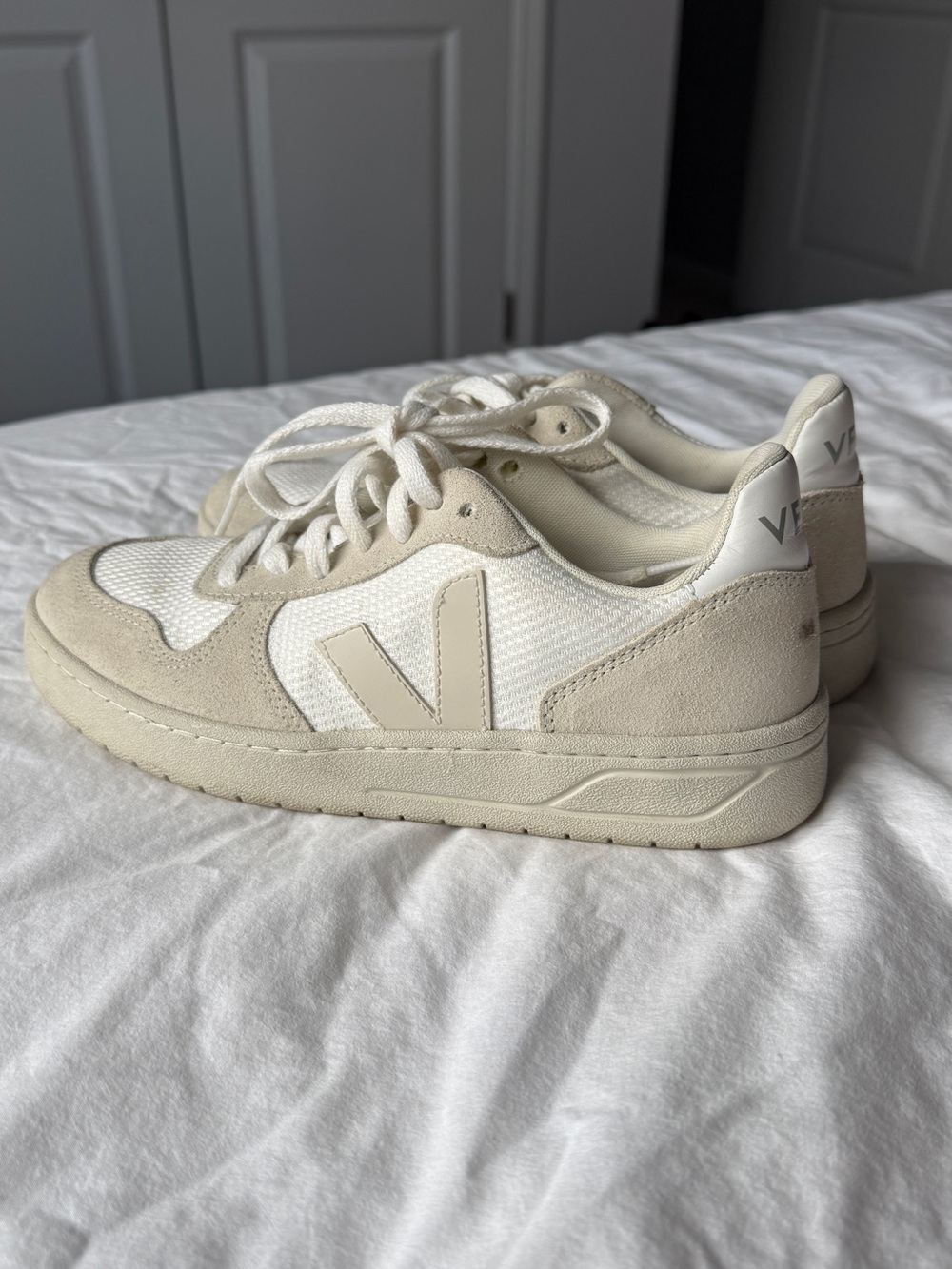 Veja Women's V-10 Sneakers in White and Cream